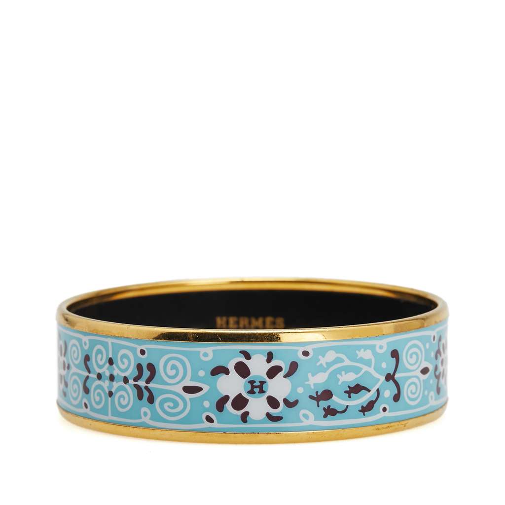 Hermès Wide Petits Chevaux de Hongrie Enamel Bangle 62