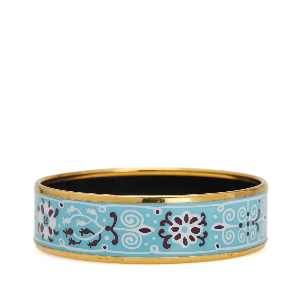 Hermès Wide Petits Chevaux de Hongrie Enamel Bangle 62 - Back view