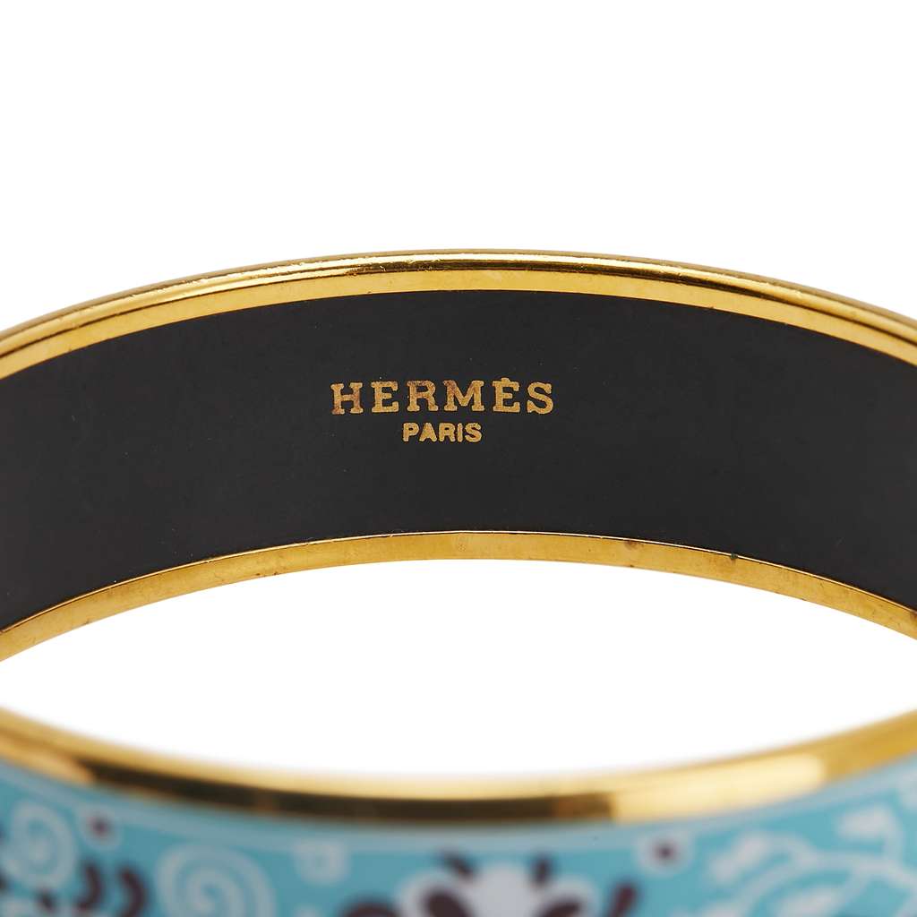 Hermès Wide Petits Chevaux de Hongrie Enamel Bangle 62 - 4