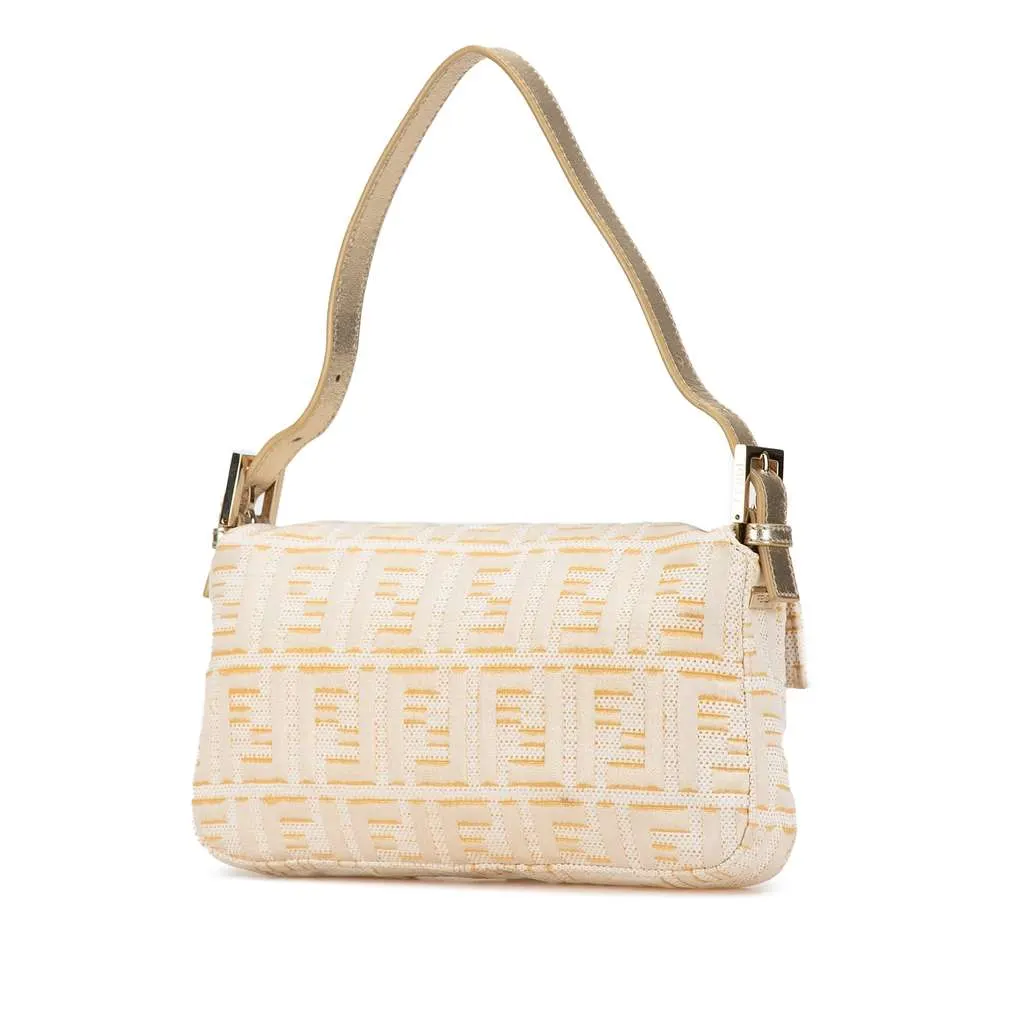 Fendi Zucca Metallic Lurex Baguette Gold Polyester Good - Back View