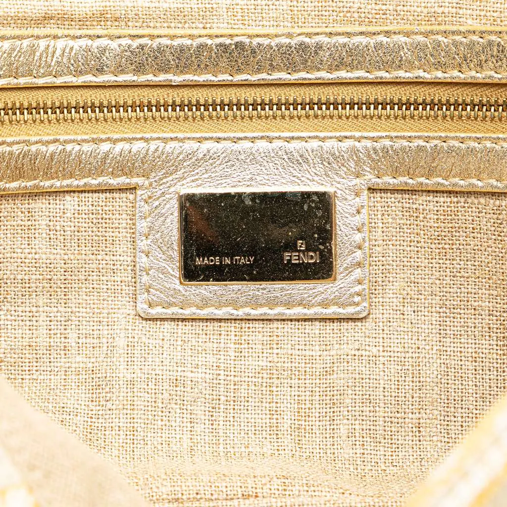 Fendi Zucca Metallic Lurex Baguette Gold Polyester Good - Box View