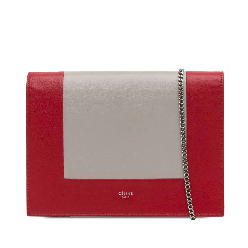 Celine Leather Frame Wallet on Chain Red Leather Very good - Front View