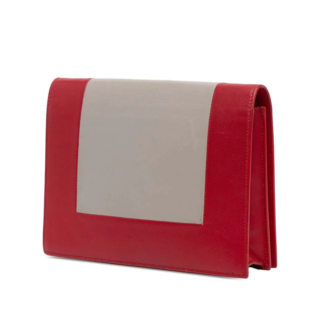 Celine Leather Frame Wallet on Chain Red Leather Very good - Back View