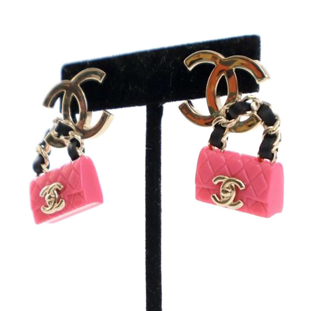 Chanel Silver Plated Matelasse Enamel CC Flap Push Back Earrings - 5