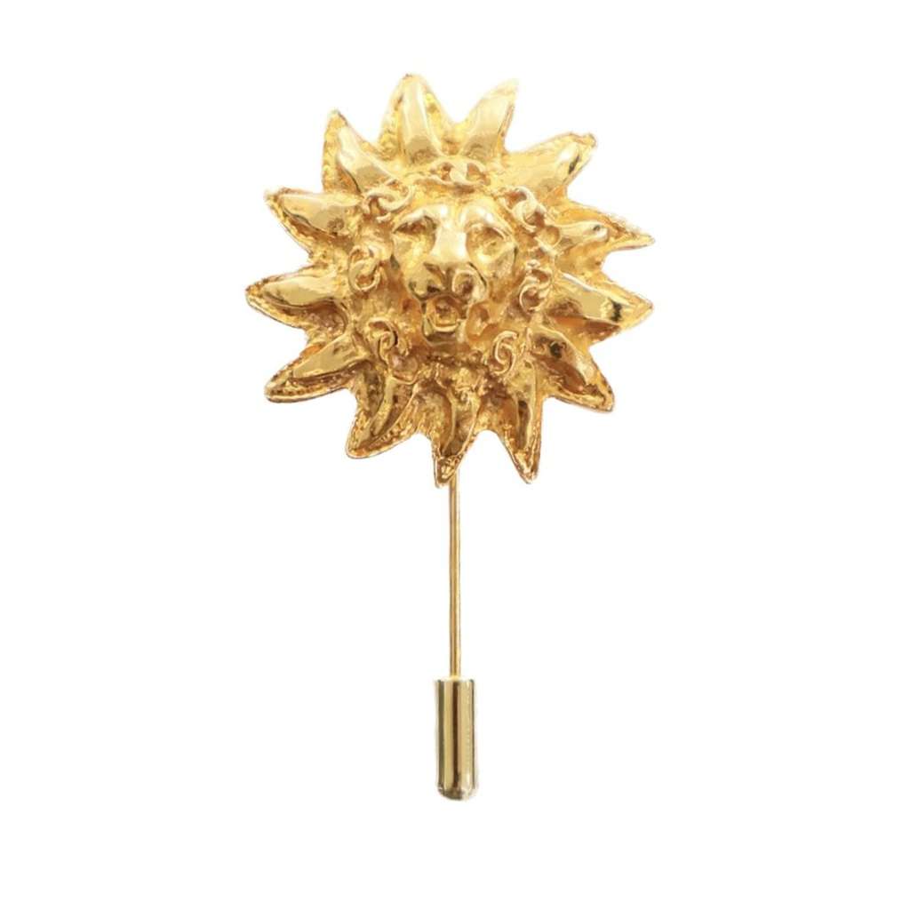 Chanel Gold Plated Lion Head Pin Brooch