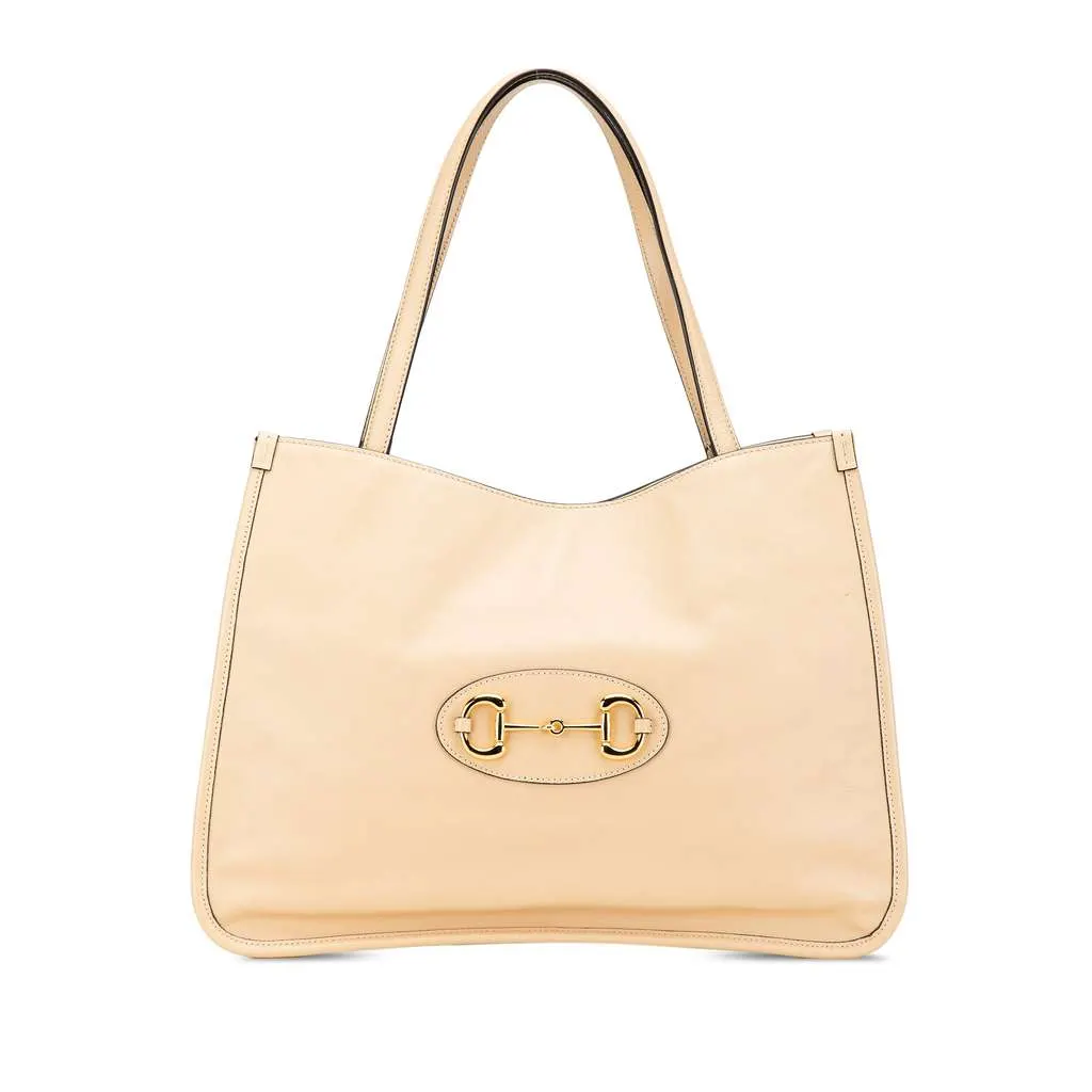 Gucci Medium Leather Horsebit 1955 Tote Brown Leather Good - Front View