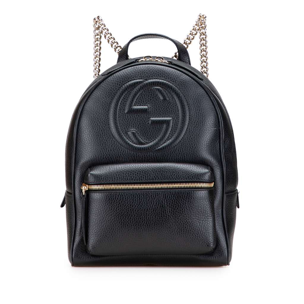 Gucci Pebbled Calfskin Soho Chain Backpack