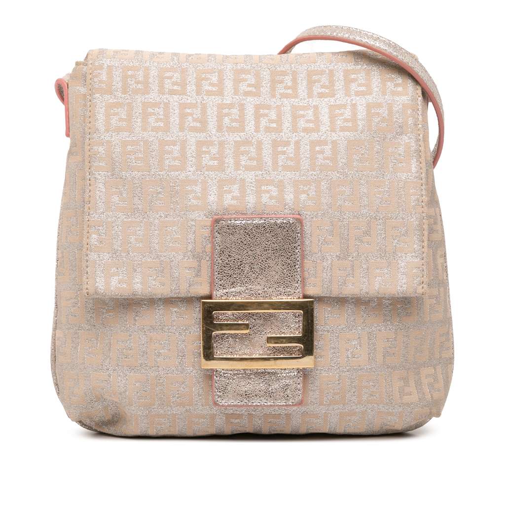 Fendi Zucchino Metallic Canvas Flap Crossbody