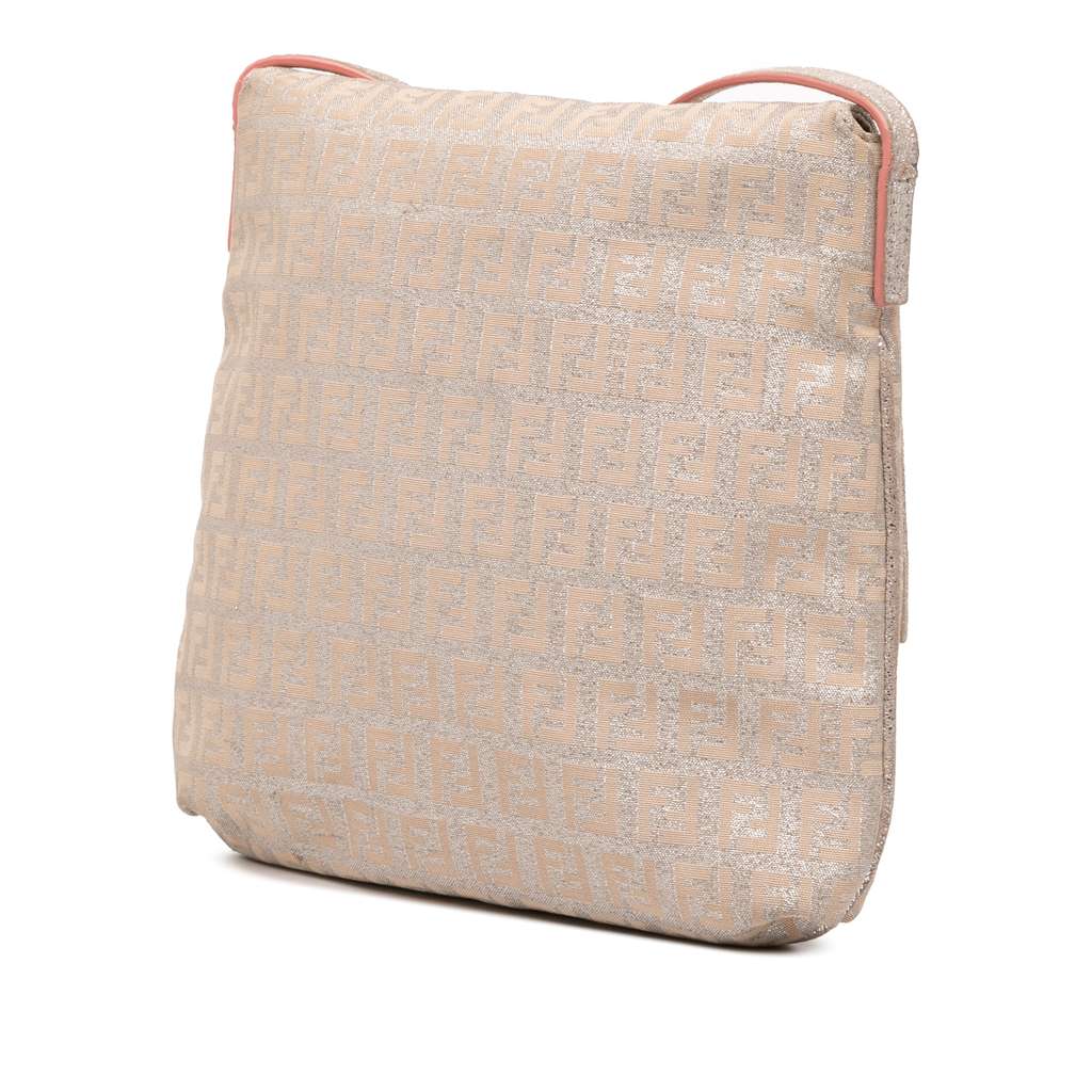 Fendi Zucchino Metallic Canvas Flap Crossbody - Back view