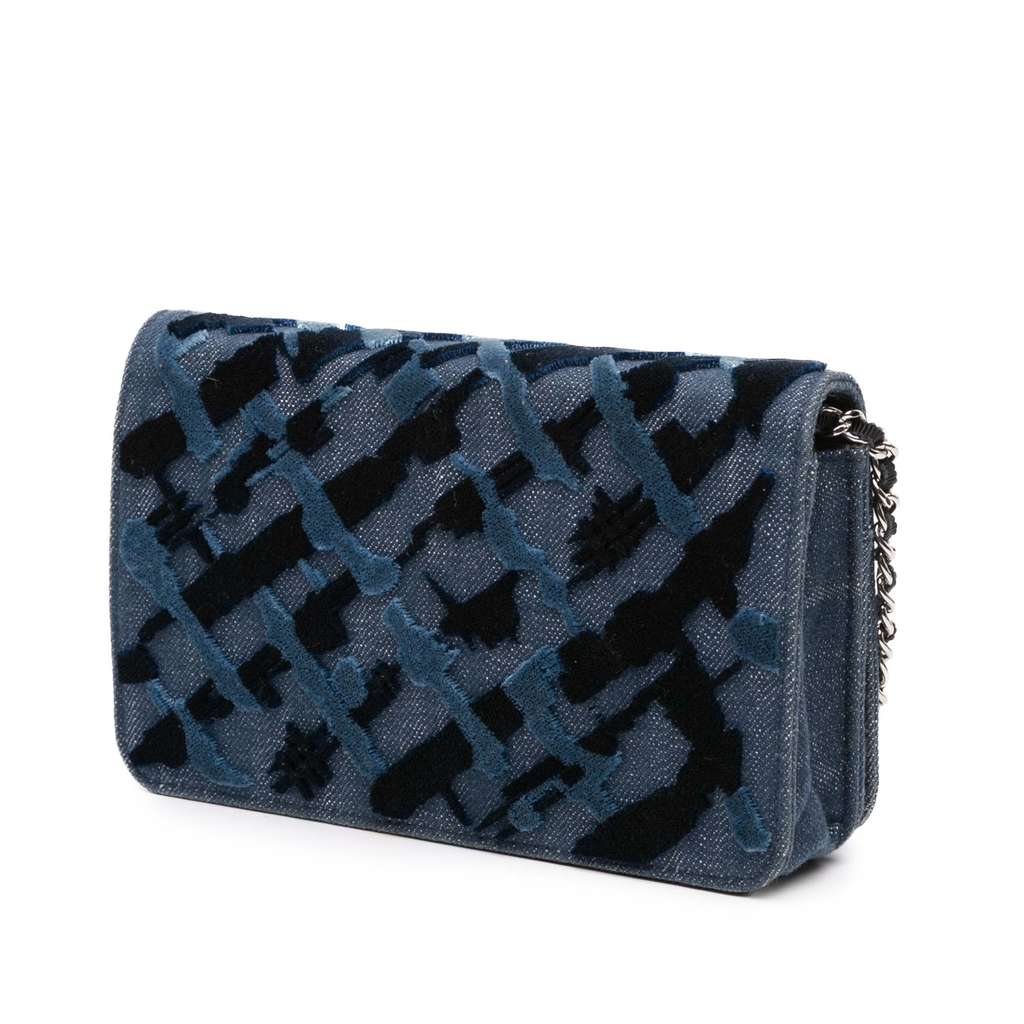 Chanel Denim and Velvet Wallet On Chain - Back view