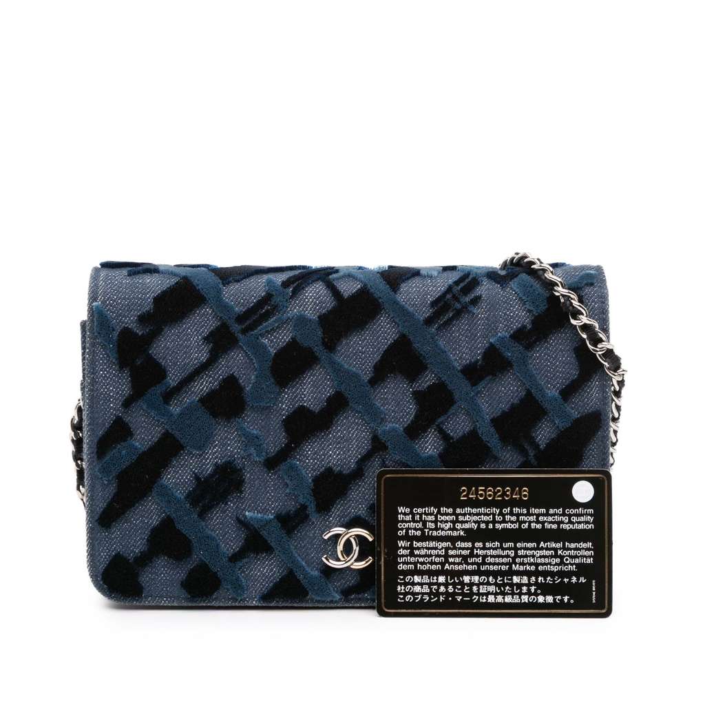 Chanel Denim and Velvet Wallet On Chain - Image 14