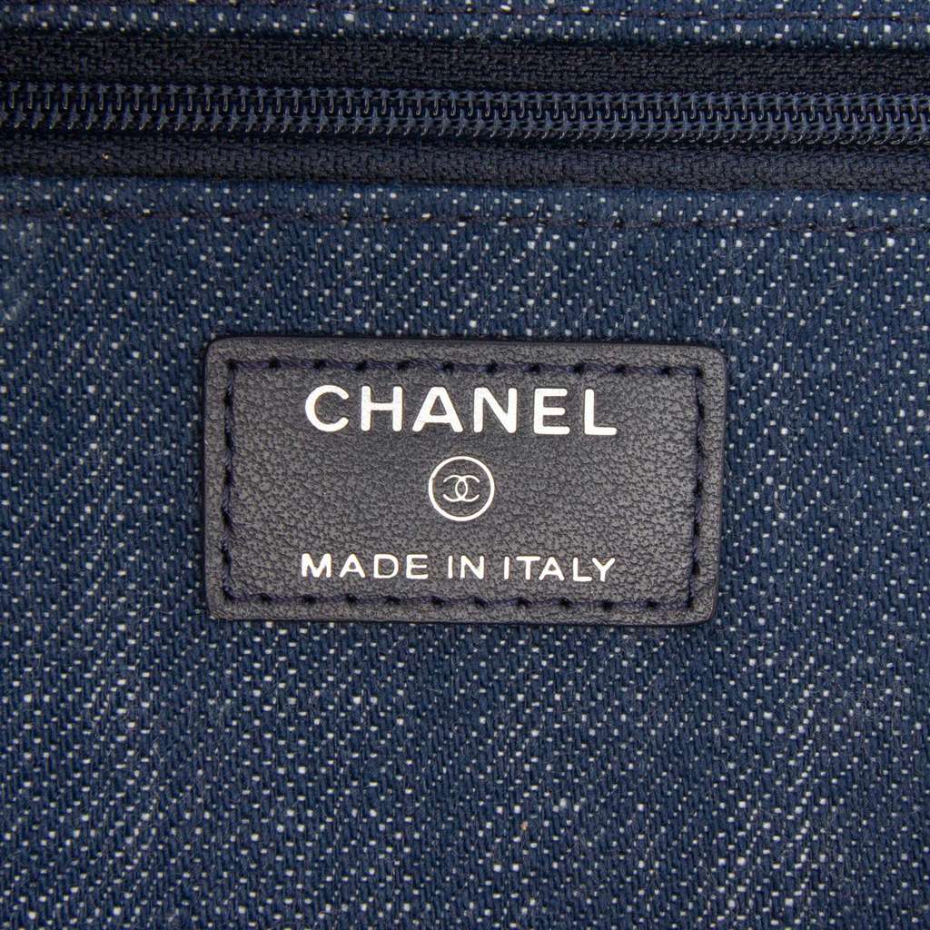 Chanel Denim and Velvet Wallet On Chain - Side view