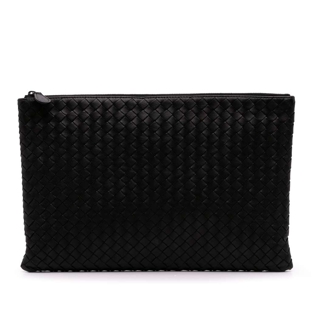 Bottega Veneta Large Nappa Intrecciato Flat Zip Biletto Pouch