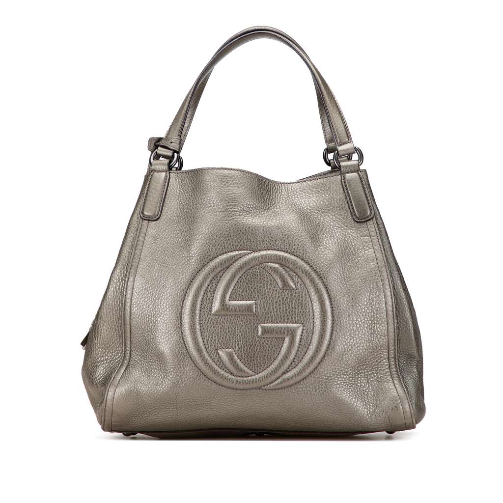 Gucci Medium Metallic Leather Soho Cellarius Tote