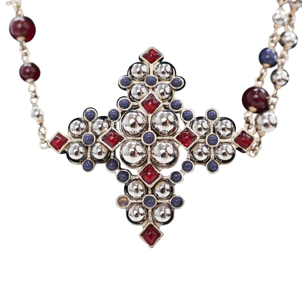 Chanel Gold Plated Gripoix and Beaded Pendant Necklace - Back view