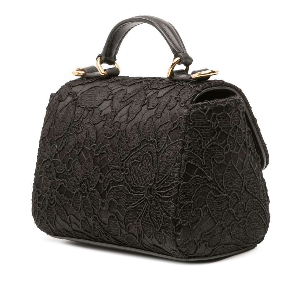 Dolce & Gabbana Silk and Lace Crystal Embellished DG Flap Satchel - Back view
