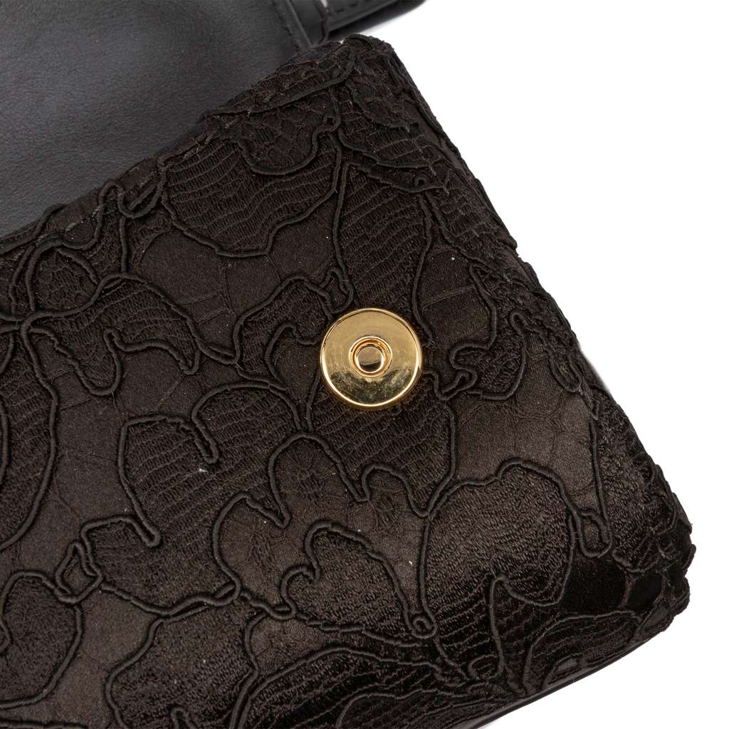 Dolce & Gabbana Silk and Lace Crystal Embellished DG Flap Satchel - Side view