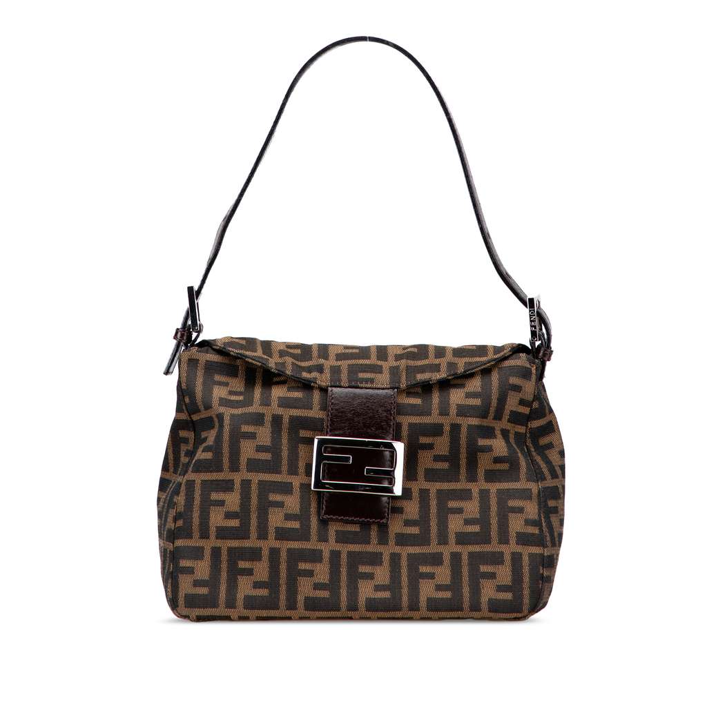 Fendi Zucca Canvas Double Flap Shoulder Bag