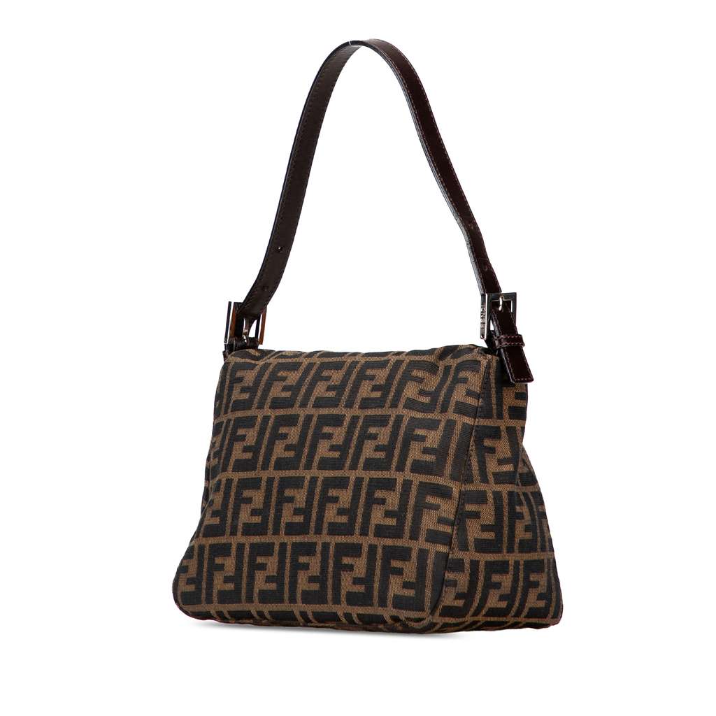 Fendi Zucca Canvas Double Flap Shoulder Bag - Back view