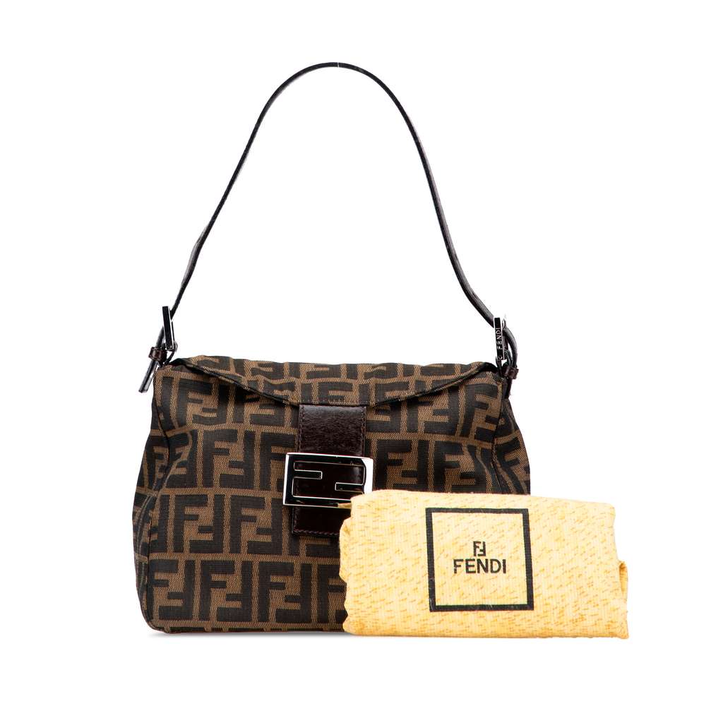 Fendi Zucca Canvas Double Flap Shoulder Bag - Image 13