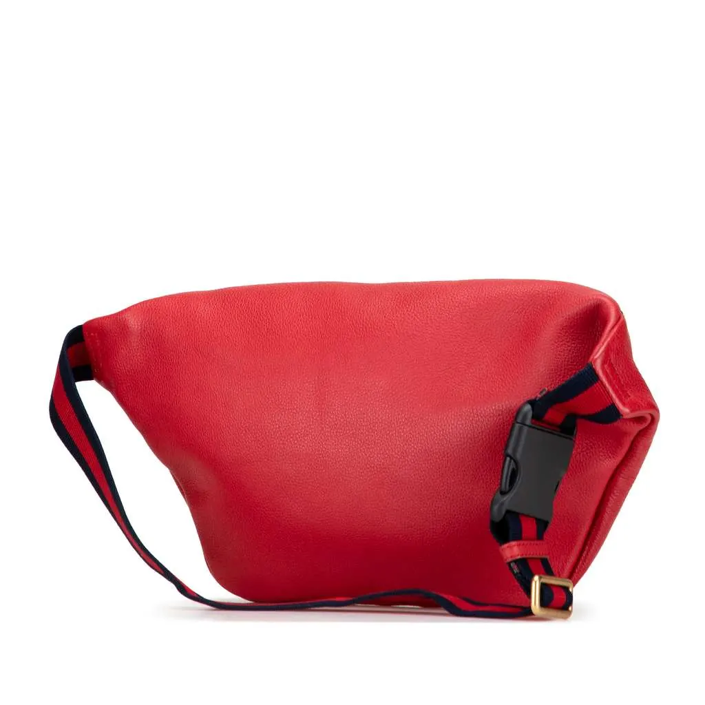 Gucci Grained Calfskin Logo Belt Bag Red Leather Good - Back View