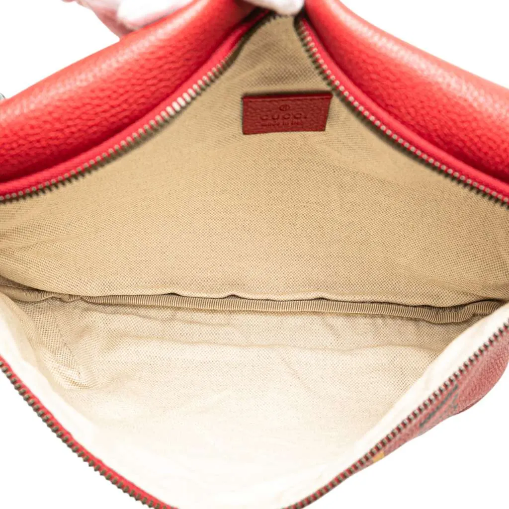 Gucci Grained Calfskin Logo Belt Bag Red Leather Good - Model View