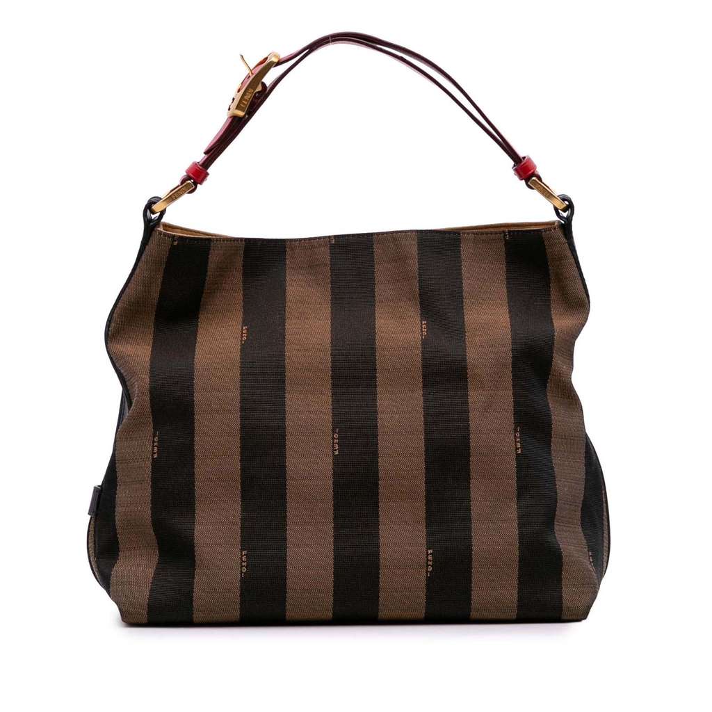 Fendi Canvas Pequin Shoulder Bag