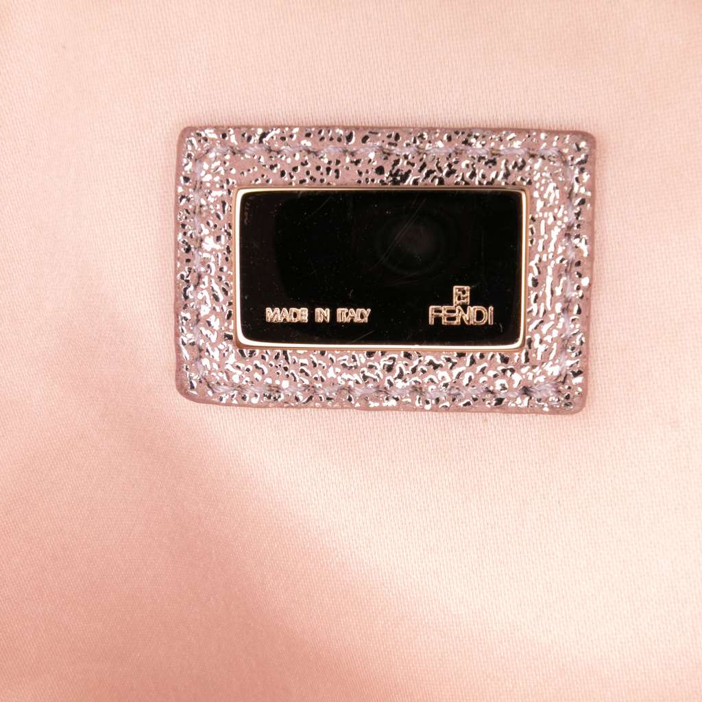 Fendi Zucchino Metallic Canvas and Shearling Crossbody - 5