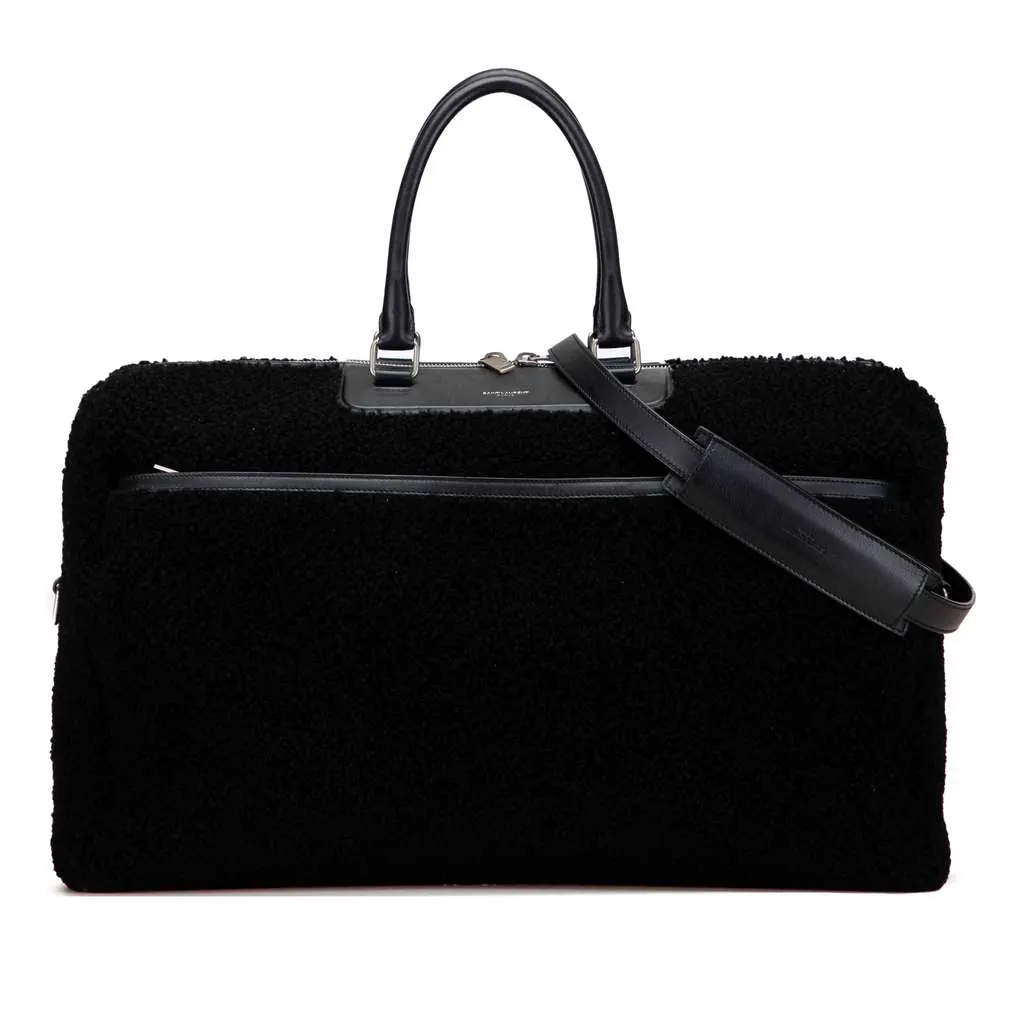 Saint Laurent Shearling Travel Bag Black Fur Very good - Front View