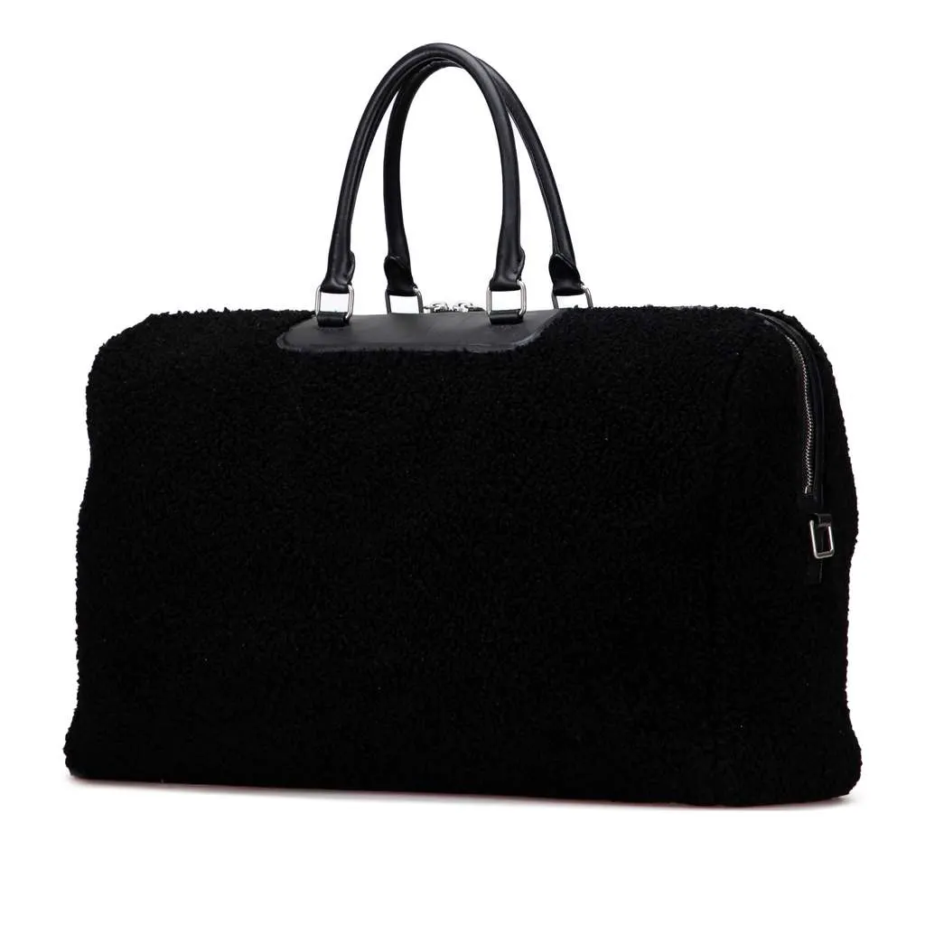 Saint Laurent Shearling Travel Bag Black Fur Very good - Back View