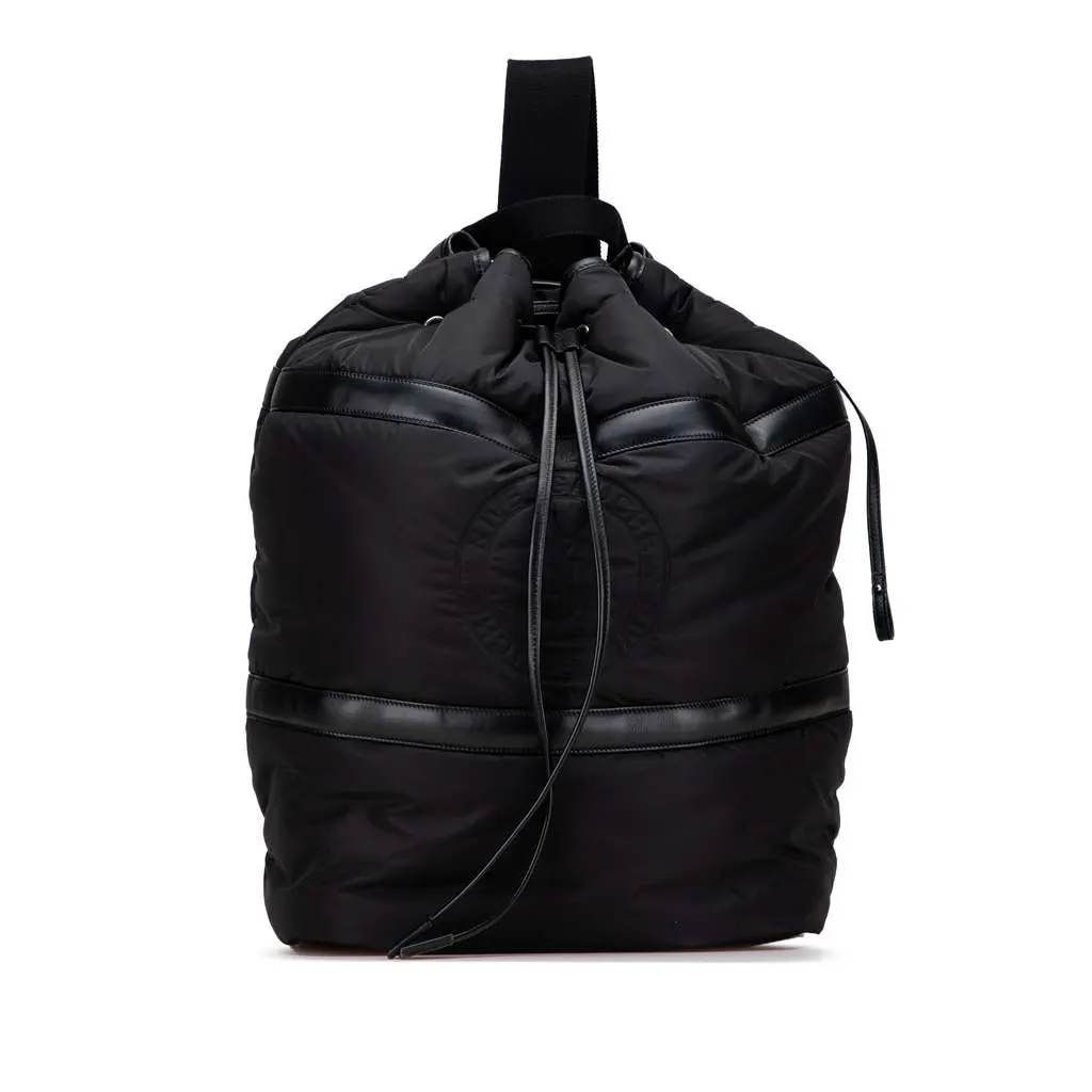 Saint Laurent Nylon Rive Gauche Drawstring Backpack Black Very good - Front View