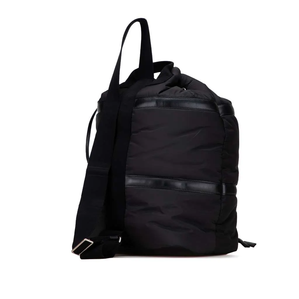 Saint Laurent Nylon Rive Gauche Drawstring Backpack Black Very good - Back View