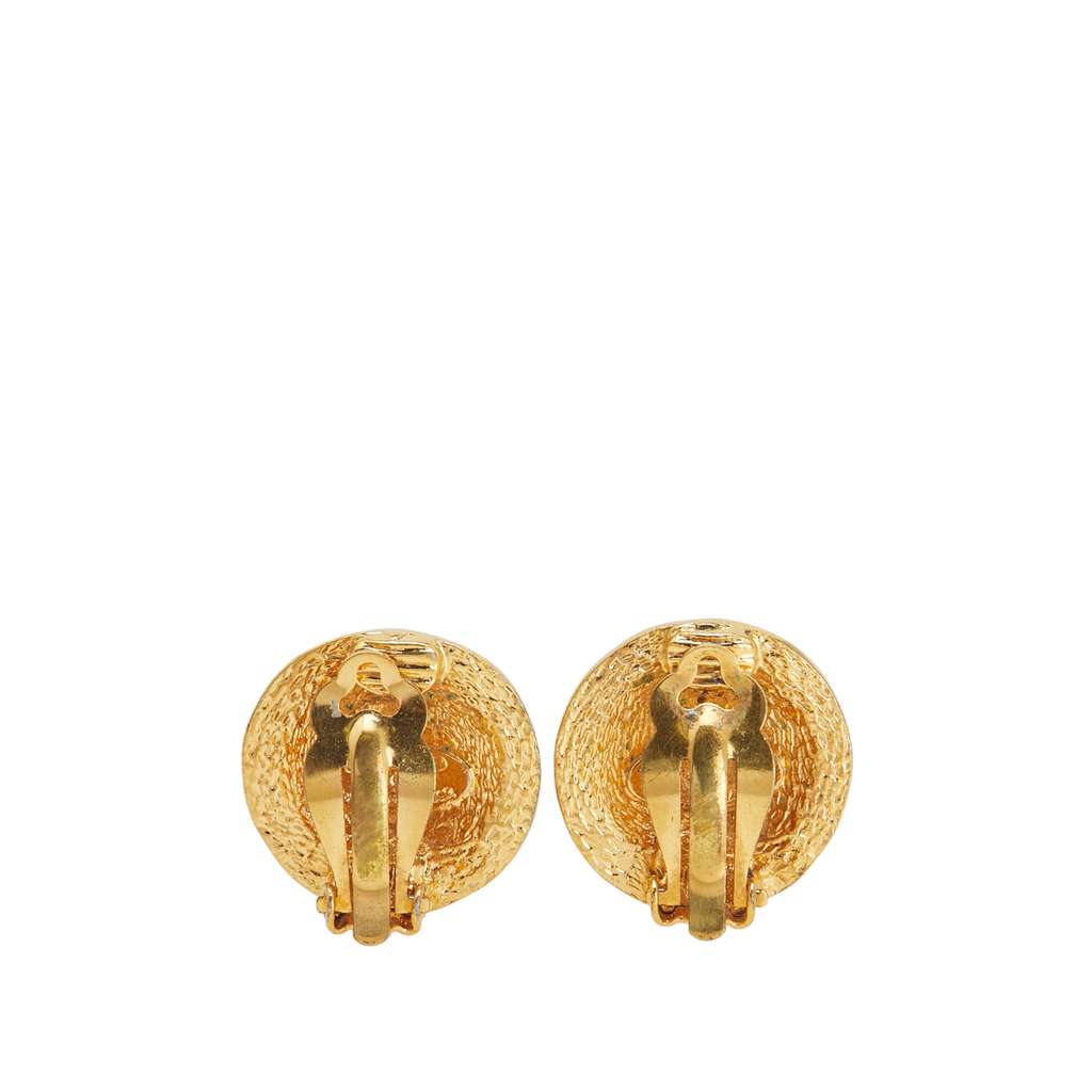 Chanel Gold Plated and Silver Plated CC Round Clip On Earrings - Back view