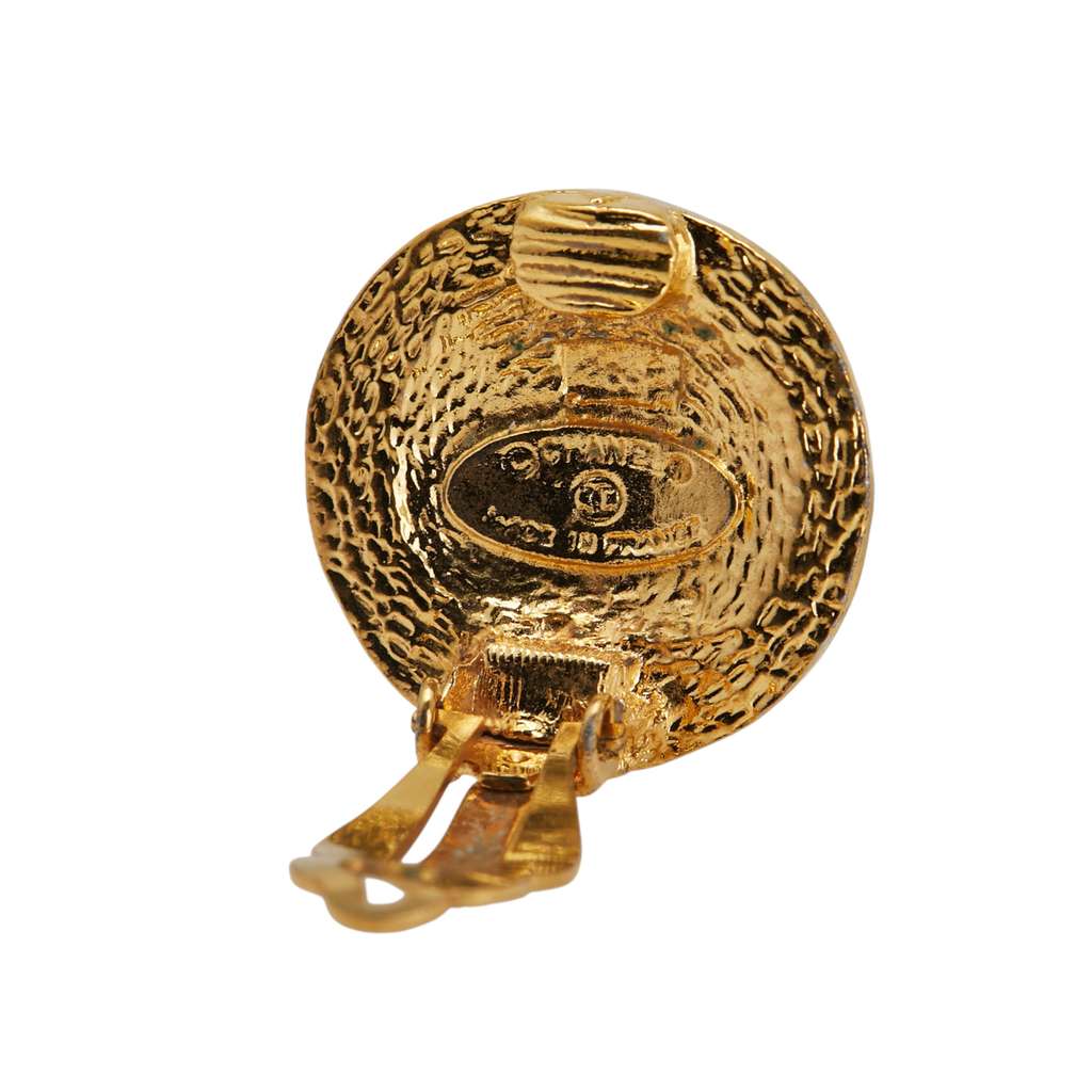 Chanel Gold Plated and Silver Plated CC Round Clip On Earrings - Image 6