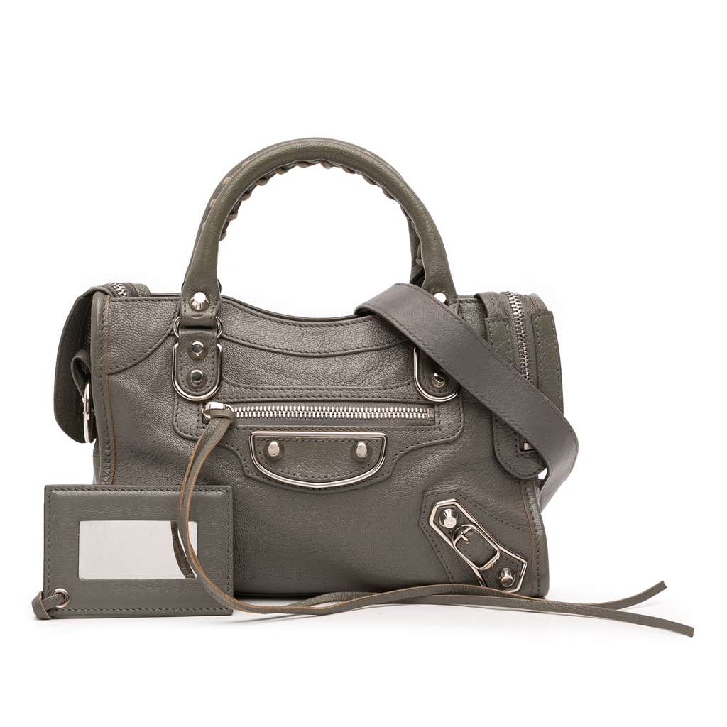 Balenciaga Mini Chevre Motocross Classic Metallic Edge City Satchel - Image 12