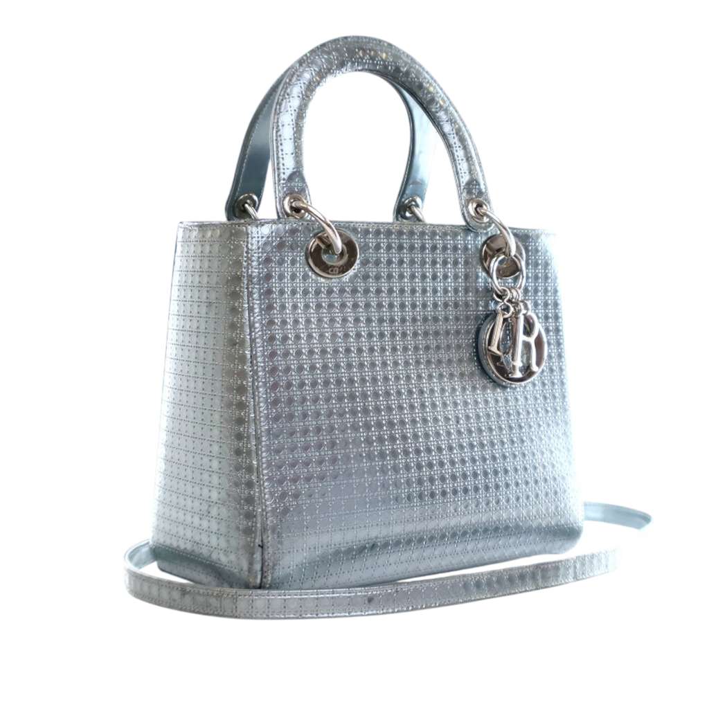 Dior Medium Metallic Patent Microcannage Lady Dior - 2