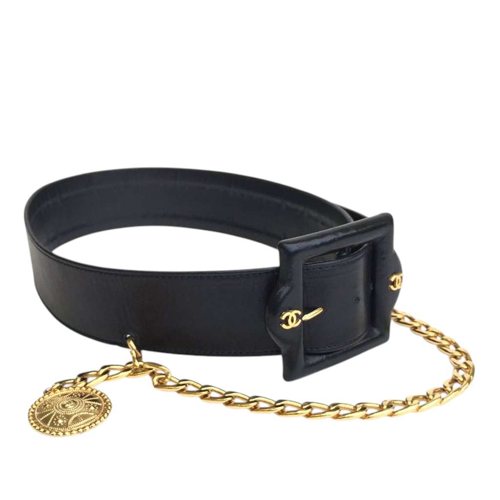 Chanel Vintage Leather Chain Belt - Back view