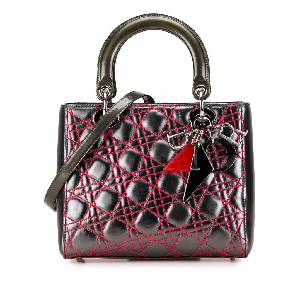 Dior Anselm Reyle Medium Metallic Lambskin Cannage Lady Dior
