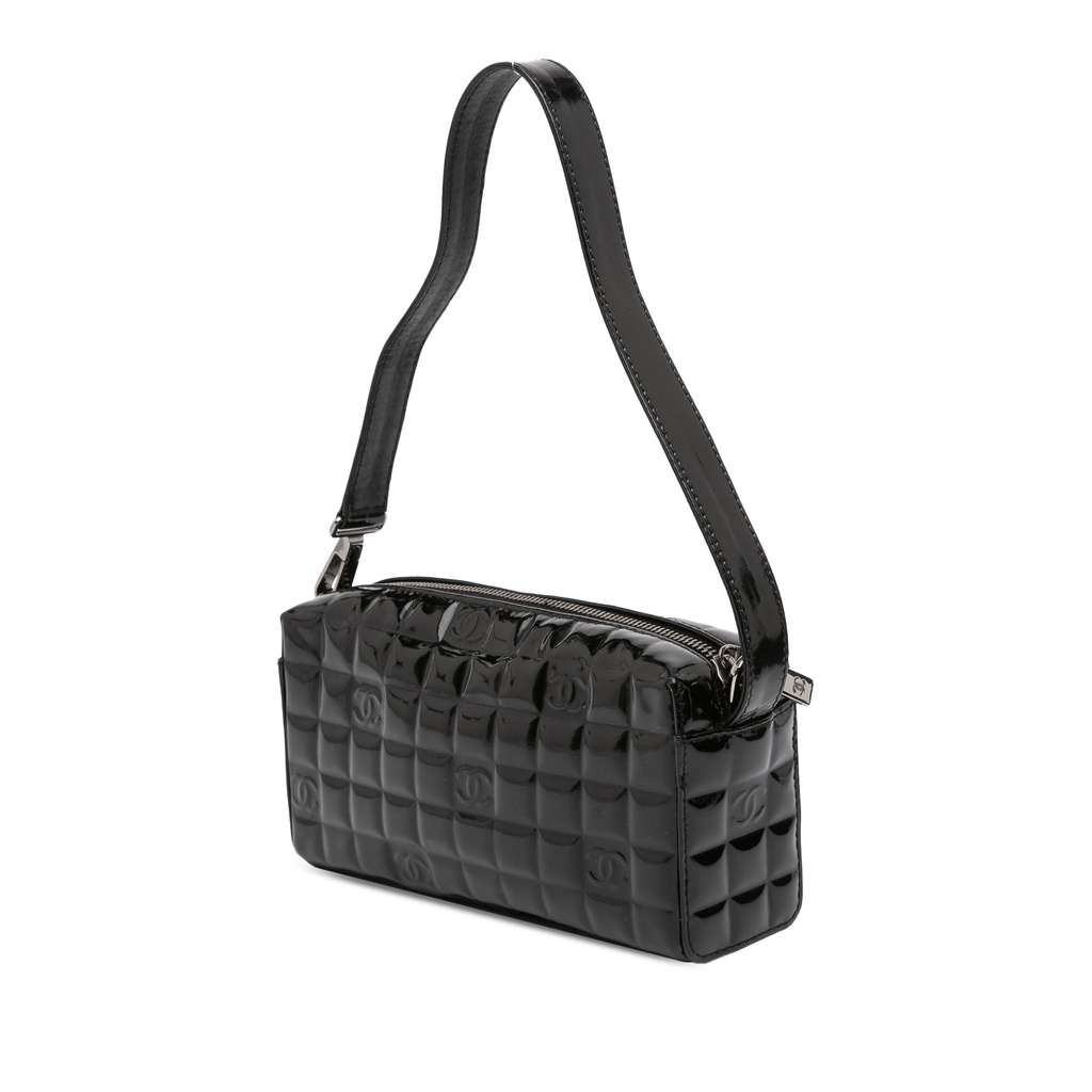 Chanel CC Chocolate Bar Patent Shoulder Bag - Back view
