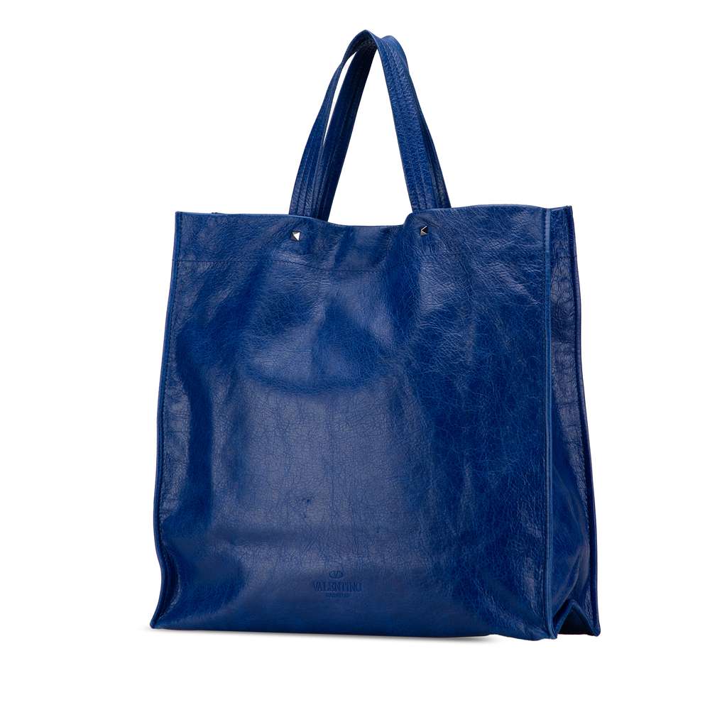 Valentino Leather Rockstud Turnlock Tote - Back view