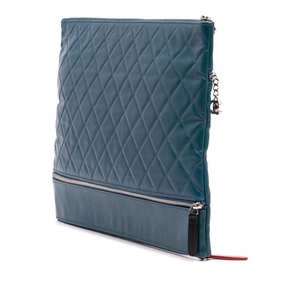 Chanel CC Quilted Lambskin Multi Zip Clutch - Back view
