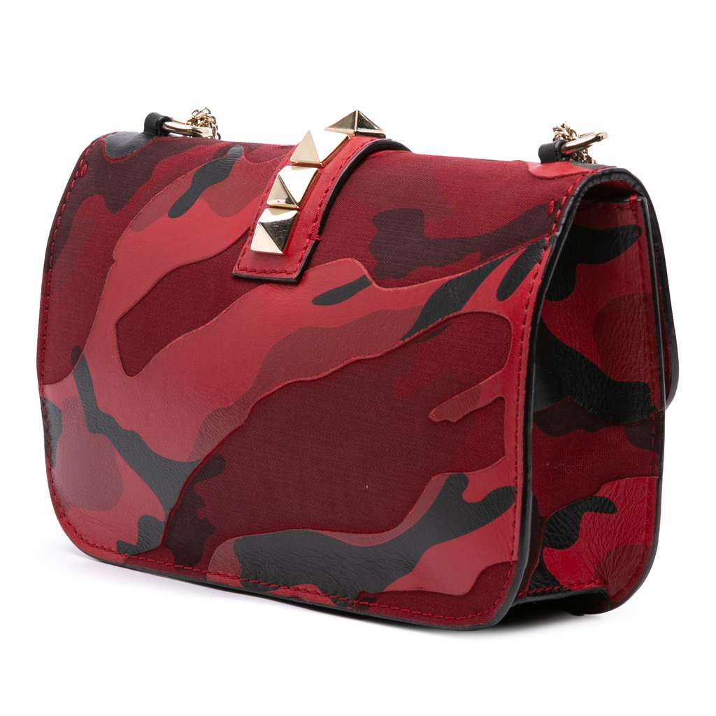 Valentino Medium Nappa and Canvas Camouflage Rockstud Glam Lock Crossbody - 2