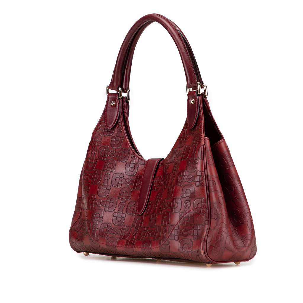 Gucci Embossed Leather Horsebit Jackie Bardot Shoulder Bag - 2