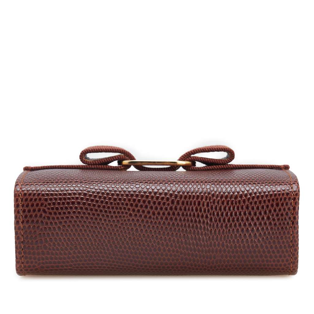 Salvatore Ferragamo Lizard Embossed Leather Vara Coin Pouch - Image 6