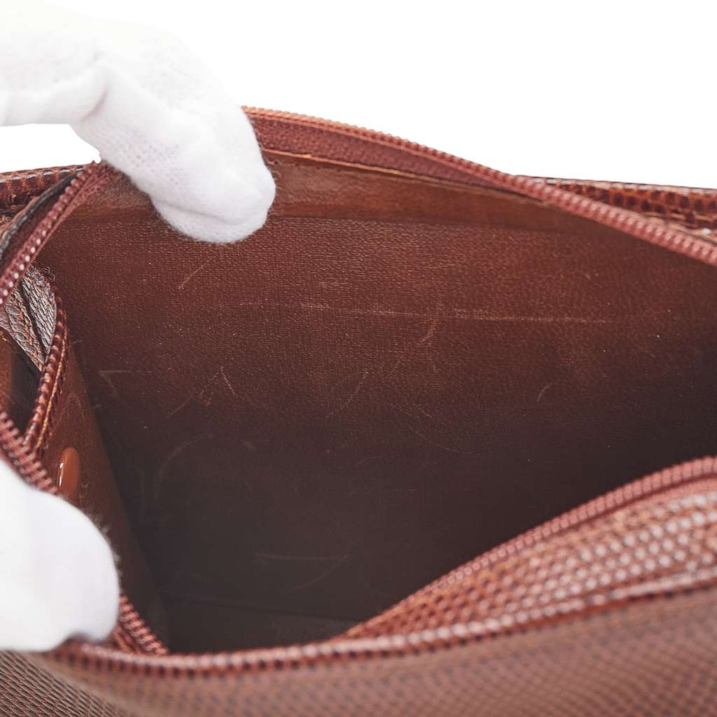 Salvatore Ferragamo Lizard Embossed Leather Vara Coin Pouch - Detail 1