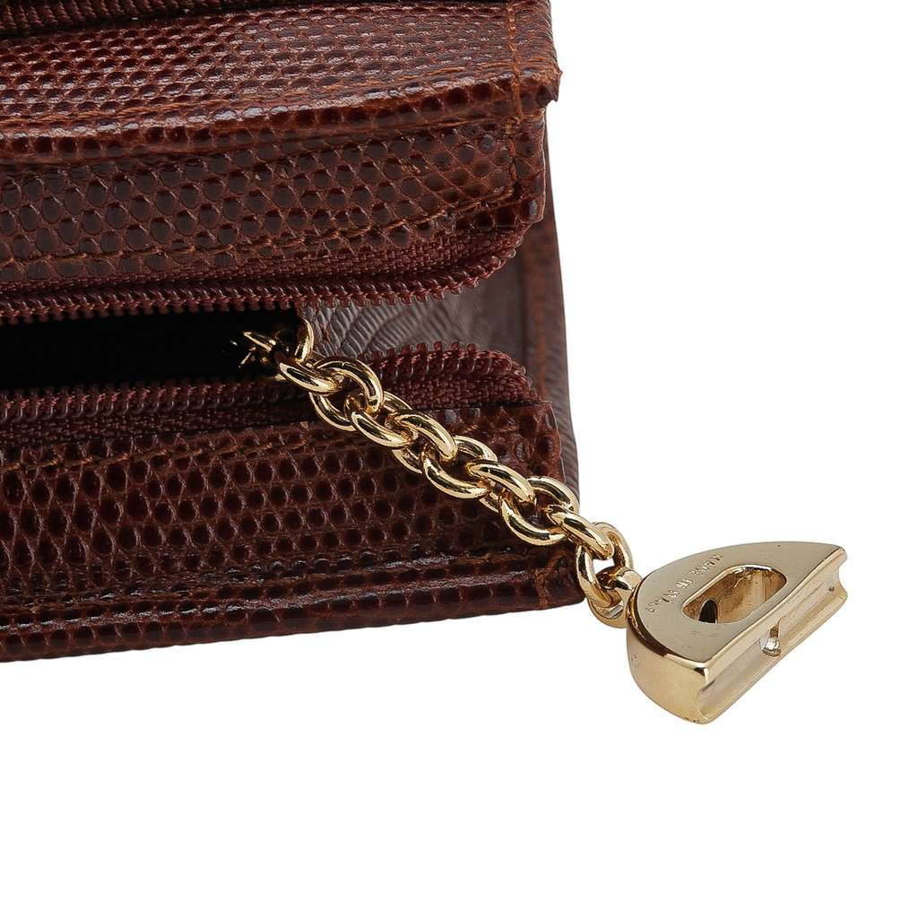 Salvatore Ferragamo Lizard Embossed Leather Vara Coin Pouch - Image 12