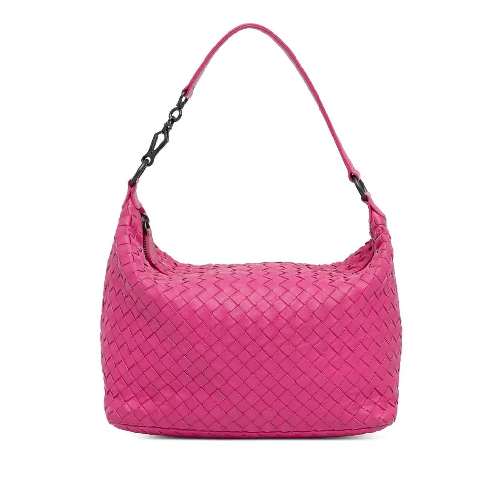Bottega Veneta Intrecciato Shoulder Bag Pink Leather Good - Front View