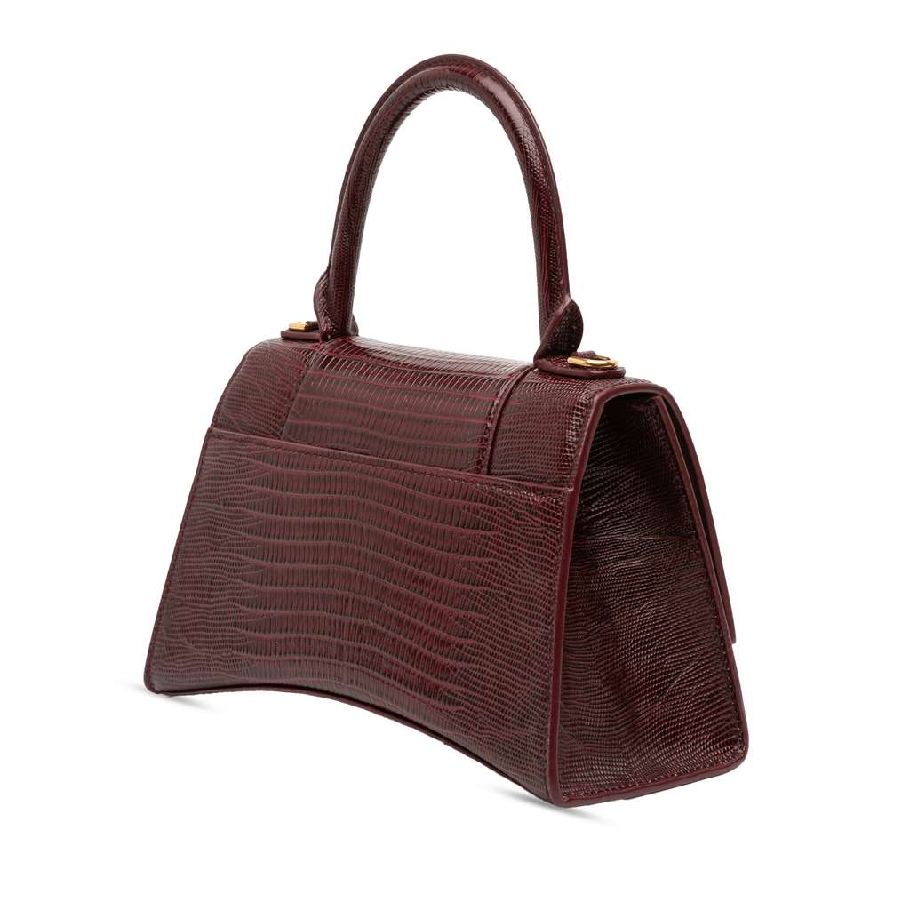 Balenciaga Small Lizard Embossed Calfskin Hourglass Top Handle Bag - 2