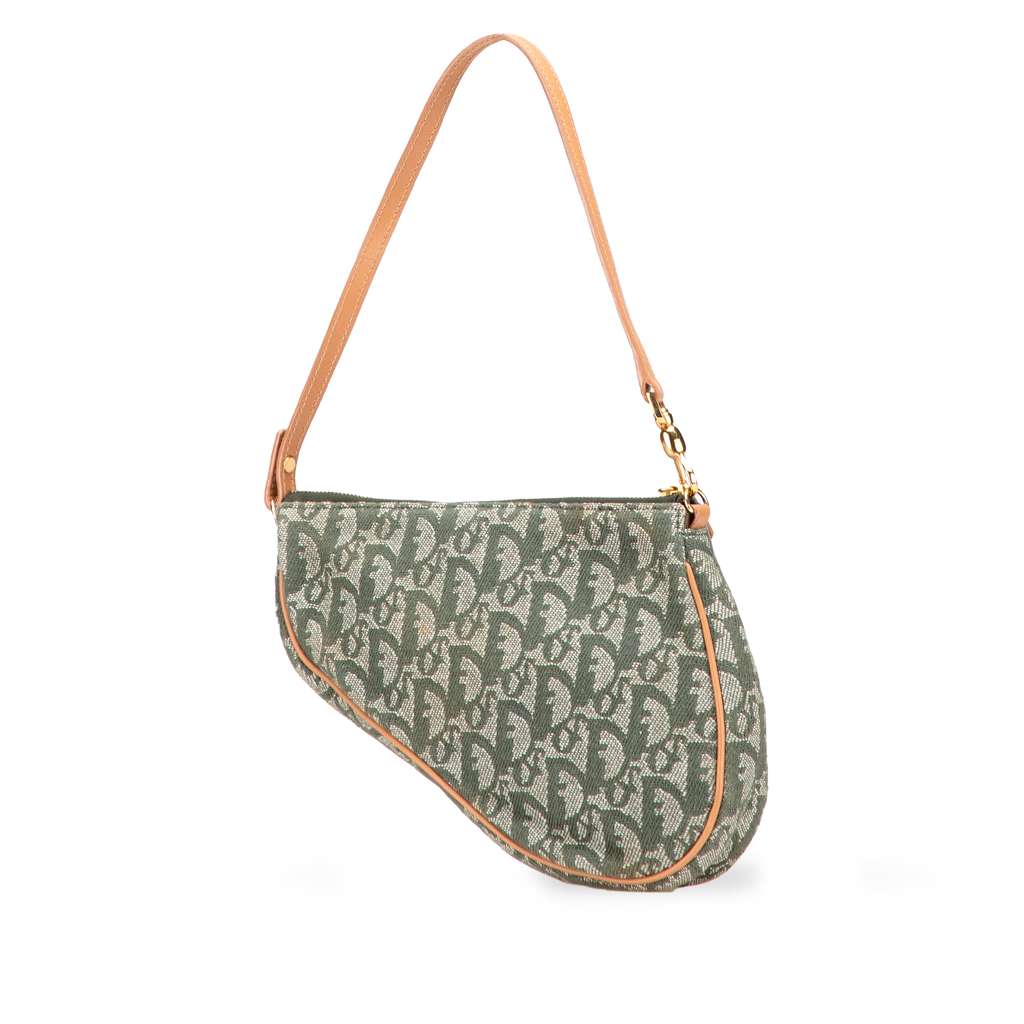 Dior Mini Diorissimo Canvas Saddle Pochette - Back view