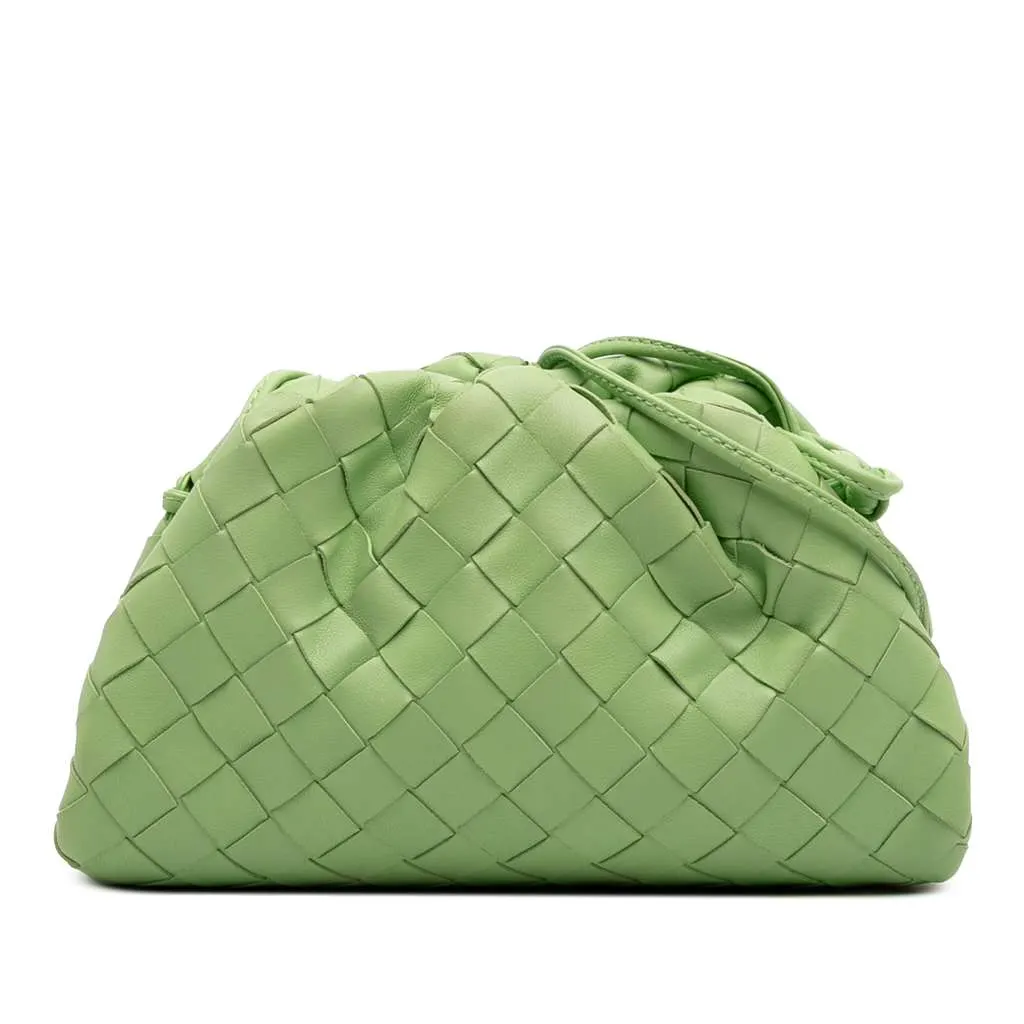 Bottega Veneta Nappa Intrecciato The Mini Pouch Crossbody Green Leather Good - Front View